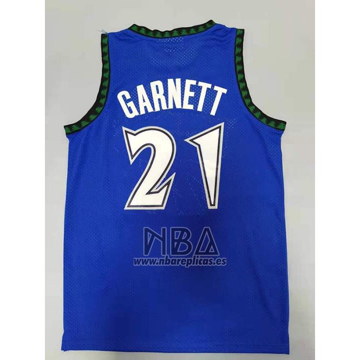 Camiseta Minnesota Timberwolves Kevin Garnett NO 21 Hardwood Classics Throwback 2003-04 Azul